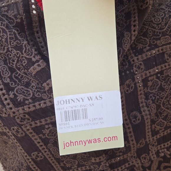NWT Johnny Was Brown Eyelet Boho Tunic - Picture 7 of 9